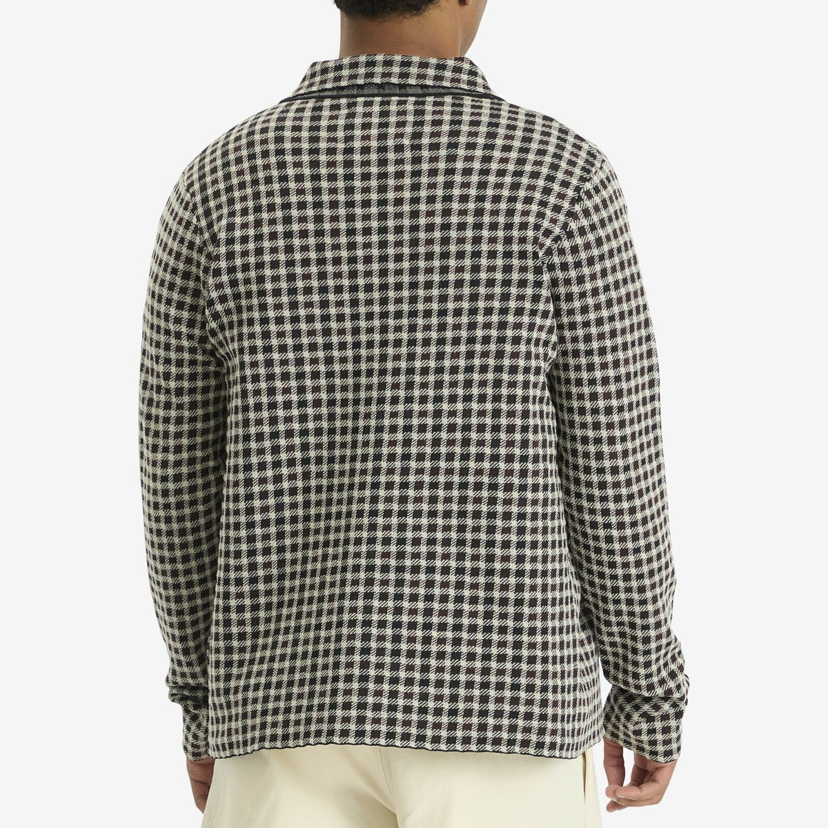 Jil Sander Men's Wool Check Zip Through in Dark Grey Jil Sander