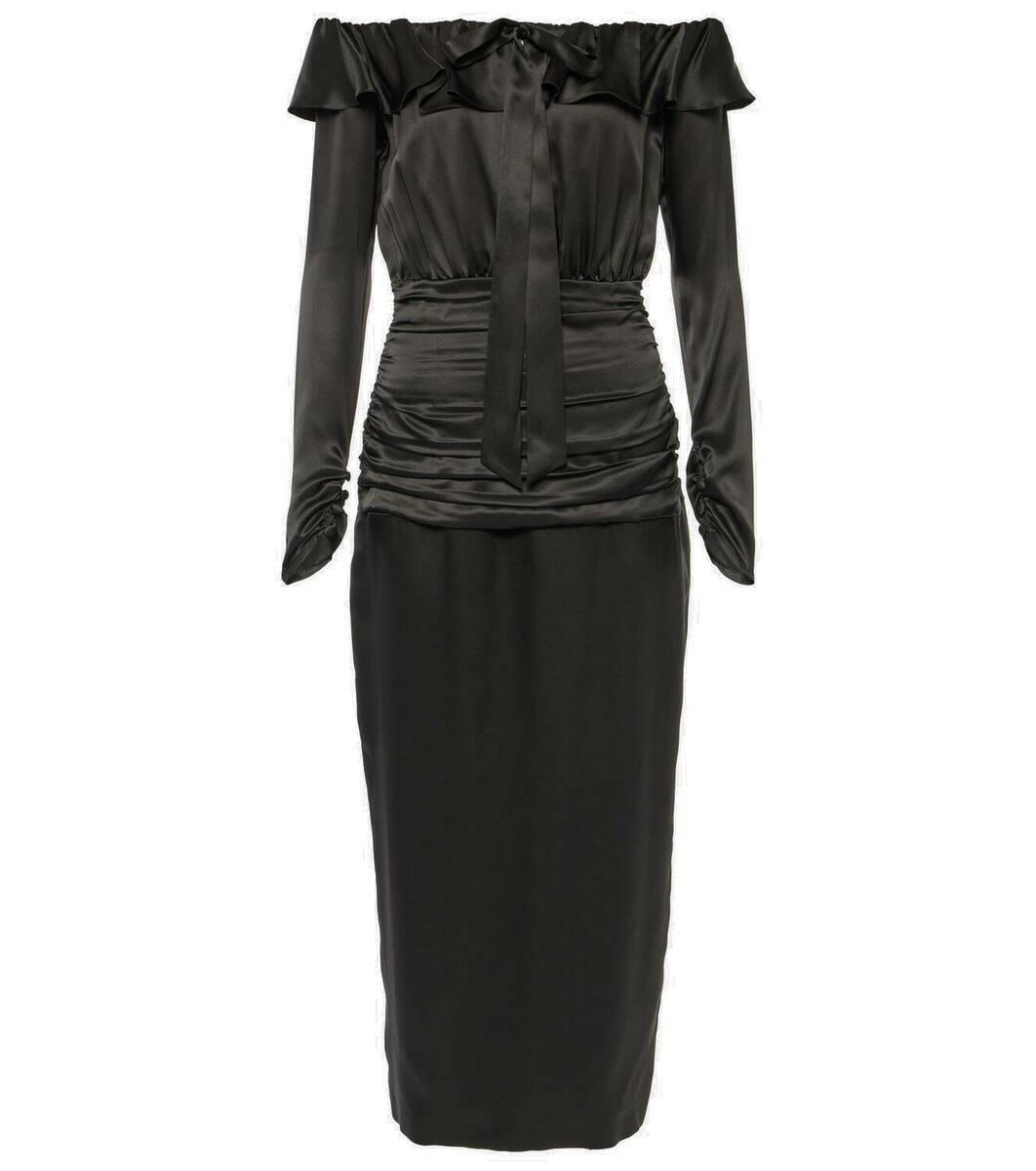 Alessandra Rich Off-shoulder silk midi dress Alessandra Rich