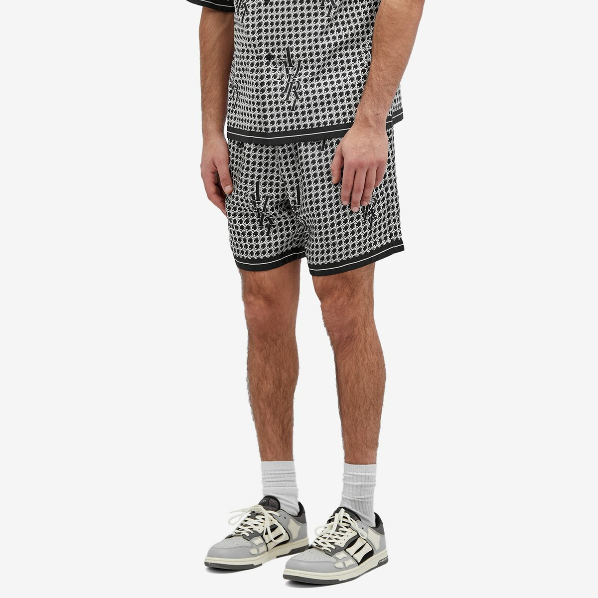 【送料&関税込】AMIRI Shorts In Black Silk AMIRI Men's Houndstooth Silk Shorts in Black Amiri