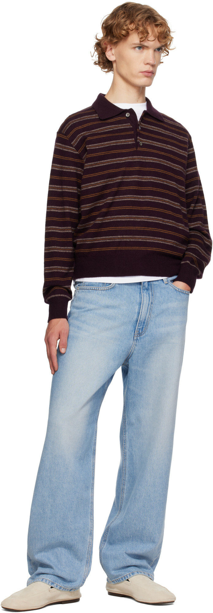 Dunst Brown Collared Striped Polo