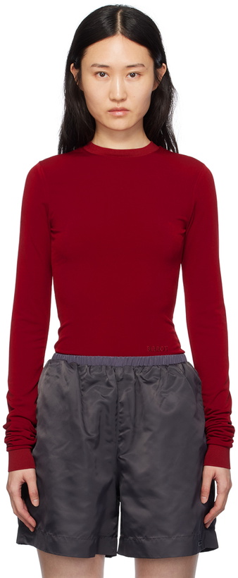 Photo: Birrot Red Slim Long Sleeve T-Shirt
