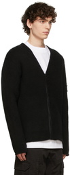 Stone Island Shadow Project Black Wool & Cotton Hand-Gauzed Cardigan