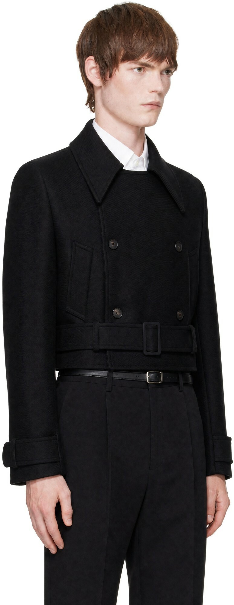 EGONlab Black Tailored Crop Coat