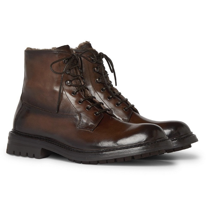 Photo: Officine Creative - Exeter Burnished-Leather Boots - Dark brown