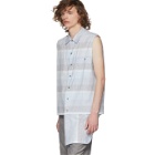 House of the Very Islands Blue Broad Stripe Sleeveless Button-Up Shirt
