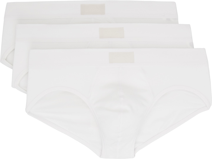 Photo: SKIMS Three-Pack White SKIMS Cotton Briefs