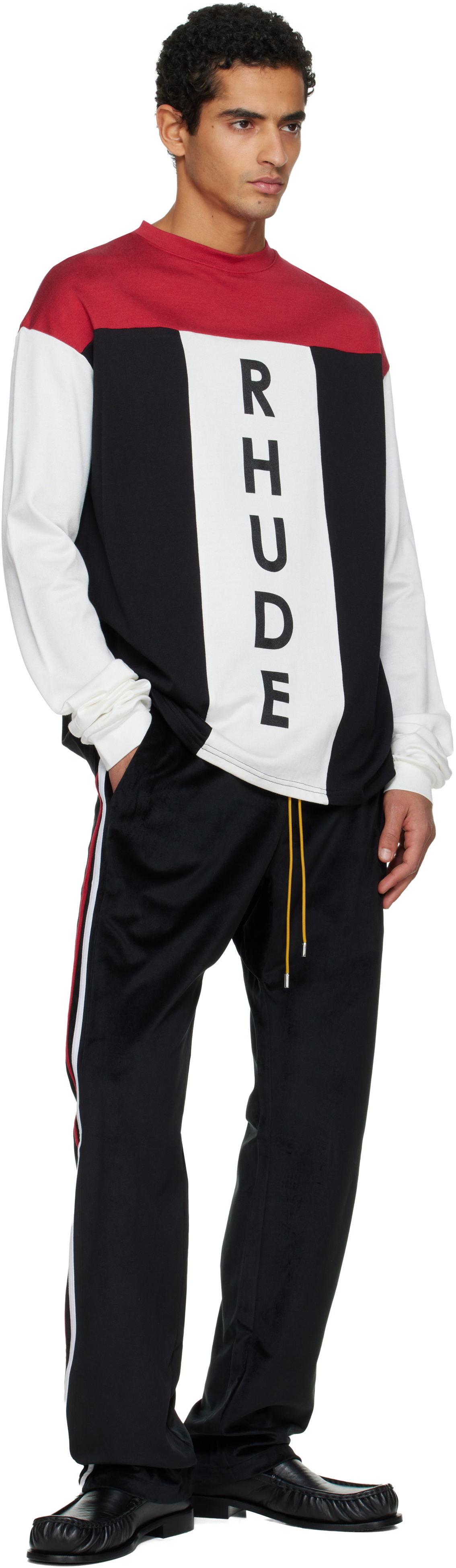 Rhude White & Black Intake Tri-Panel LS T-shirt