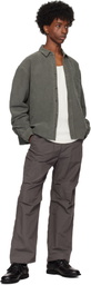 John Elliott Gray Solid Hemi Oversized Shirt