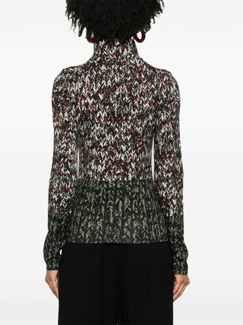 LOEWE wool Turtleneck border knit sweater Black White XS main image 0