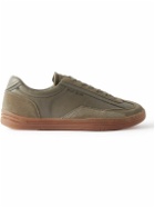 Stone Island - Rock Suede-Trimmed Leather Sneakers - Green