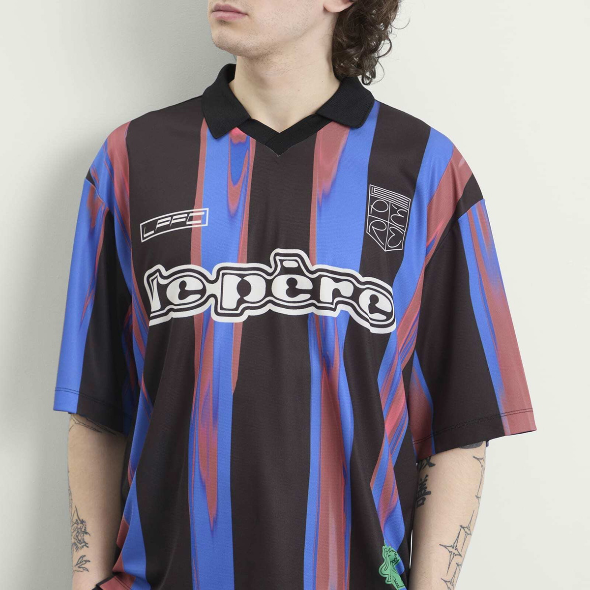 Le Père Men's Sports Jersey in Blue/Black Stripe