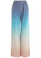 Casablanca Logo-monogrammed Dégradé Silk Trousers Blue