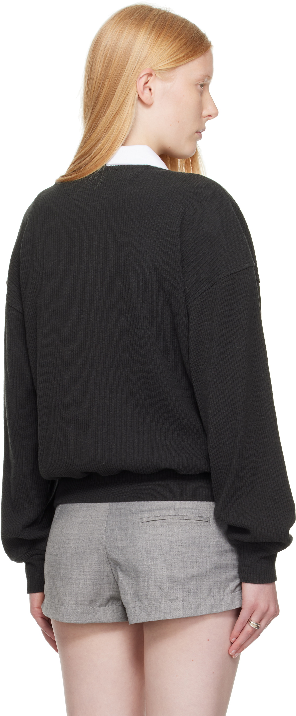 【OUR LEGACY】BALLON SWEATSHIRT 46 Our Legacy - Ballon Ribbed Cotton-Jersey Sweatshirt - Black