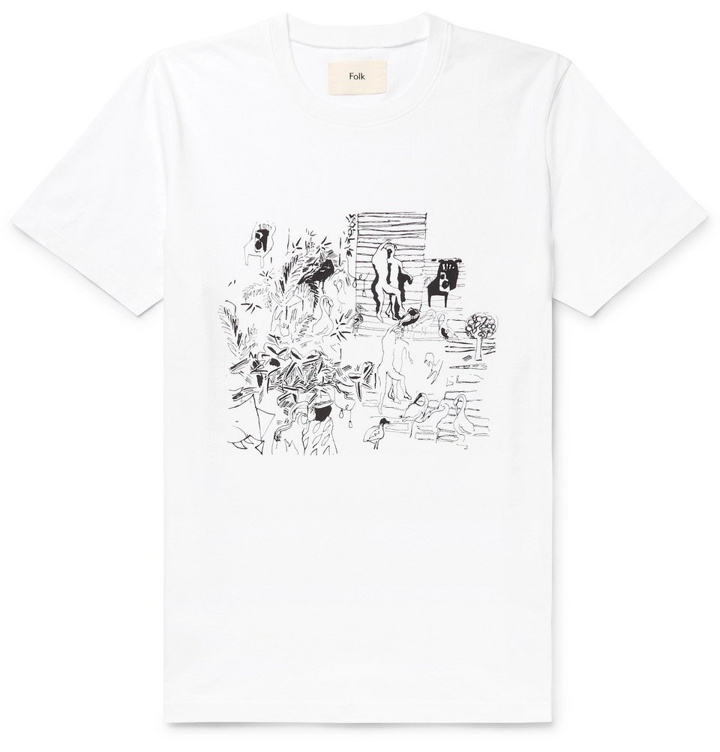Photo: Folk - Printed Cotton-Jersey T-Shirt - White