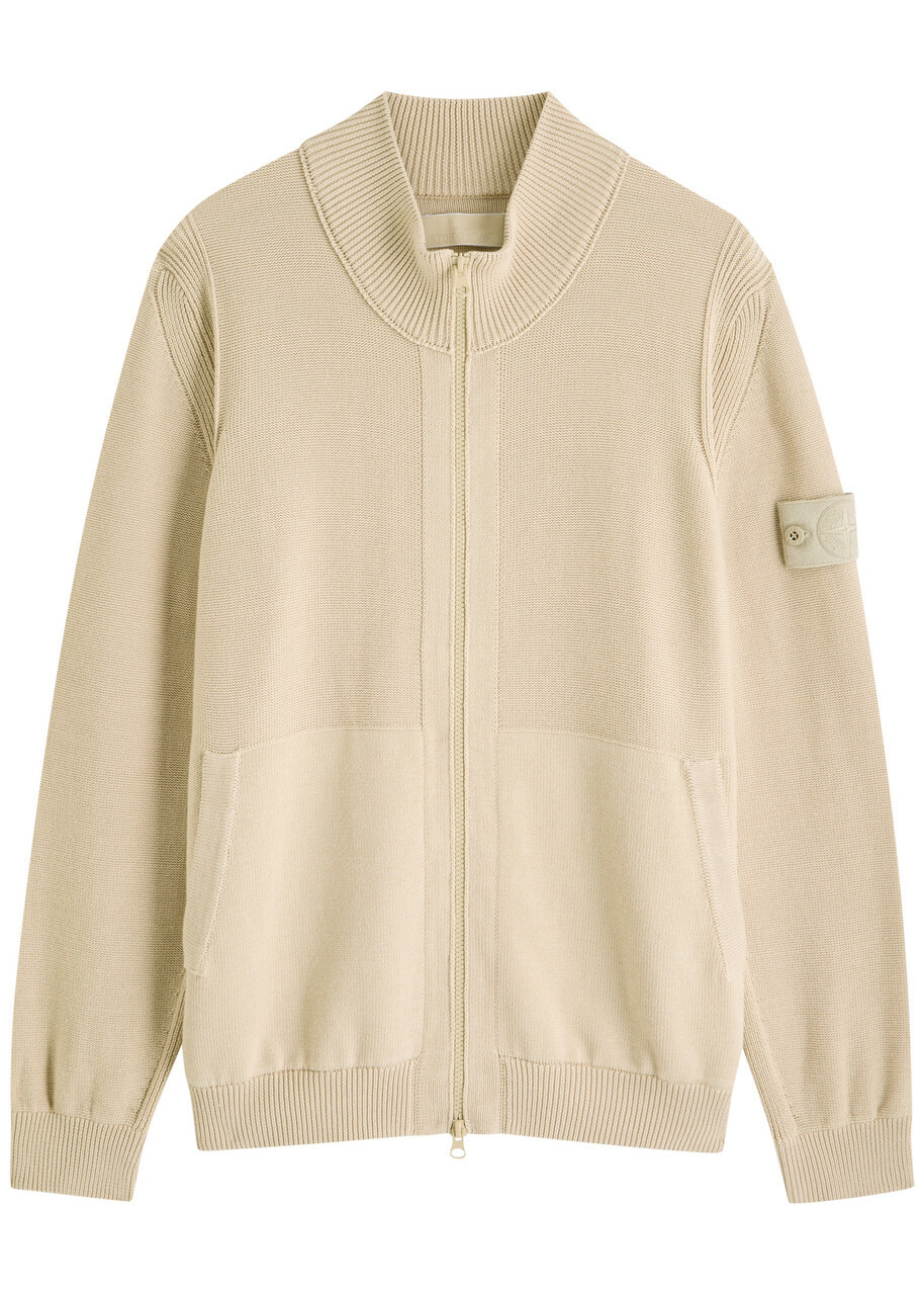 Stone Island - Ghost Logo-Appliquéd Ribbed Wool Zip-Up Stone Island - Ghost Logo-Appliquéd Ribbed Wool Zip-Up