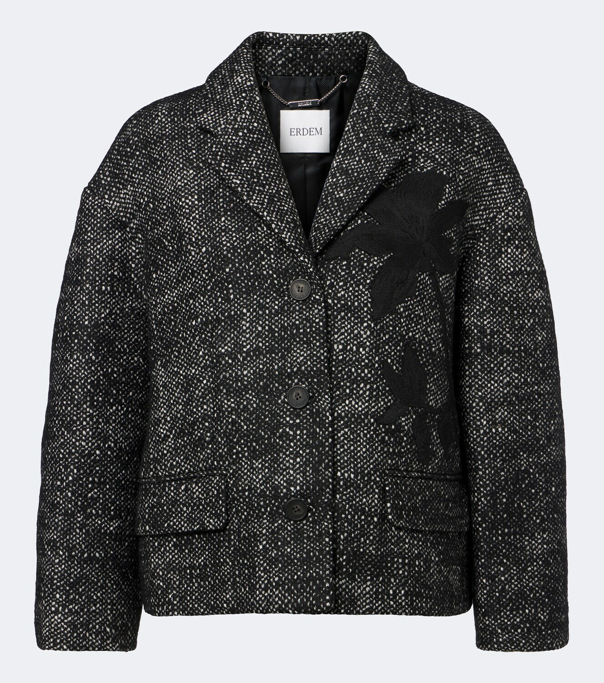 Erdem Cropped embroidered wool-blend jacket