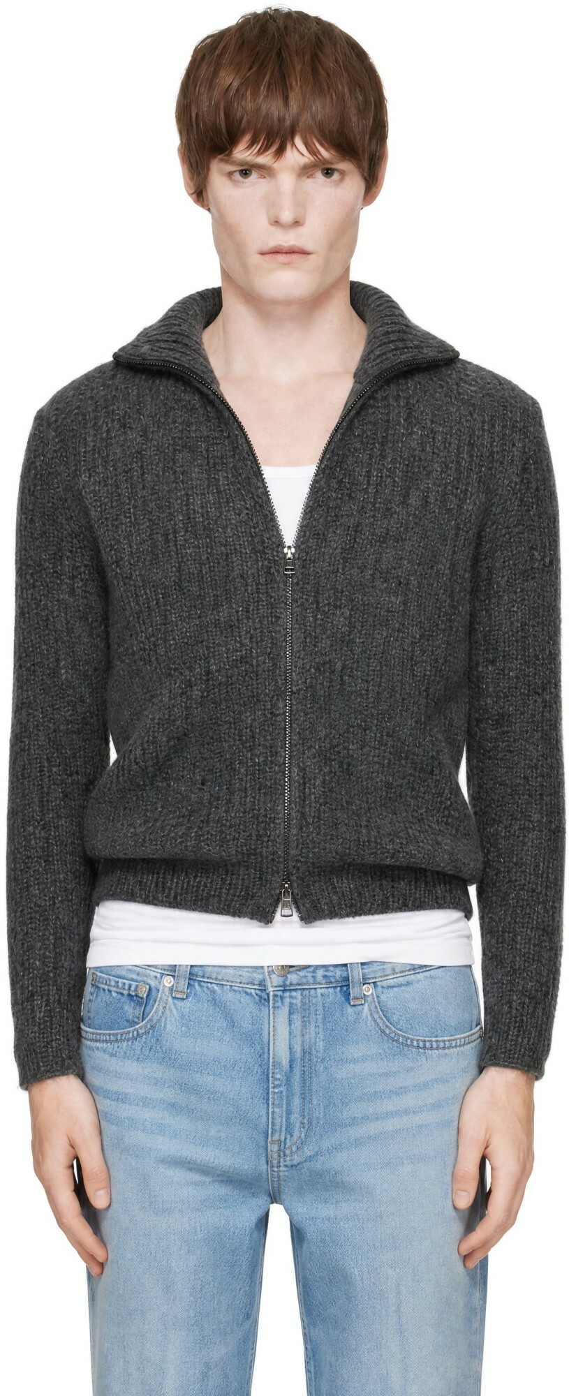 Moncler Gray Zip Cardigan