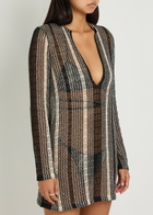 Missoni Striped Open-knit Cover-up Mini Beach Dress White And Black