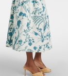 Erdem Floral cotton and linen midi skirt