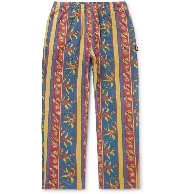 Photo: Stüssy - Tapered Printed Cotton-Twill Trousers - Blue