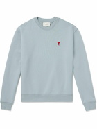 AMI PARIS - Logo-Embroidered Cotton-Blend Jersey Sweatshirt - Blue