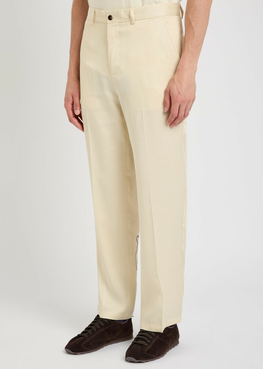 Malbon La Perla Straight-leg Tencel-twill Trousers Cream