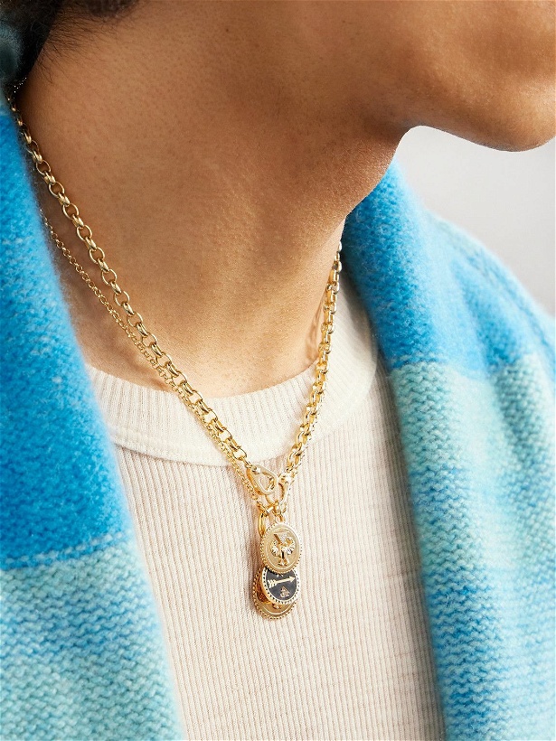 Photo: Foundrae - Heavy Belcher Sister Hook Protection Gold Diamond Pendant Necklace