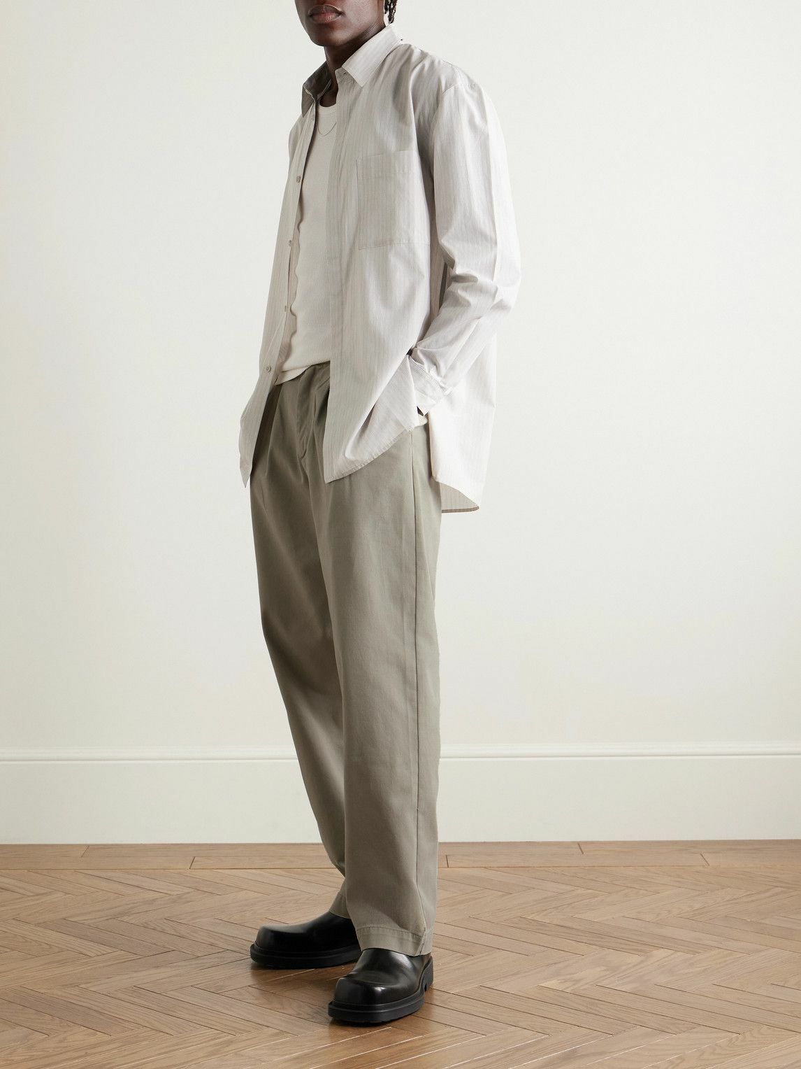 AGOLDE - Slater Straight-Leg Pleated Cotton-Twill Trousers - Neutrals