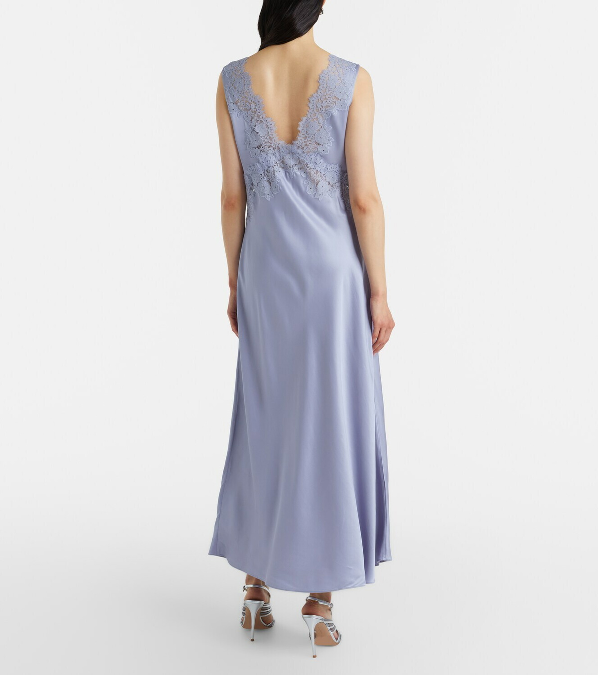 Rixo Lysandra lace-trimmed satin maxi dress