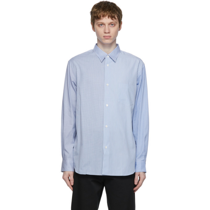 Photo: Comme des Garcons Homme Blue Check and Stripe Mix Shirt