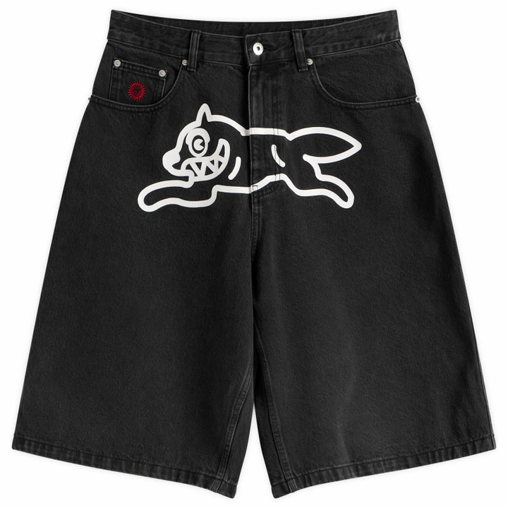 Photo: ICECREAM Men's Running Dog Triple Scoop Denim Shorts in Black