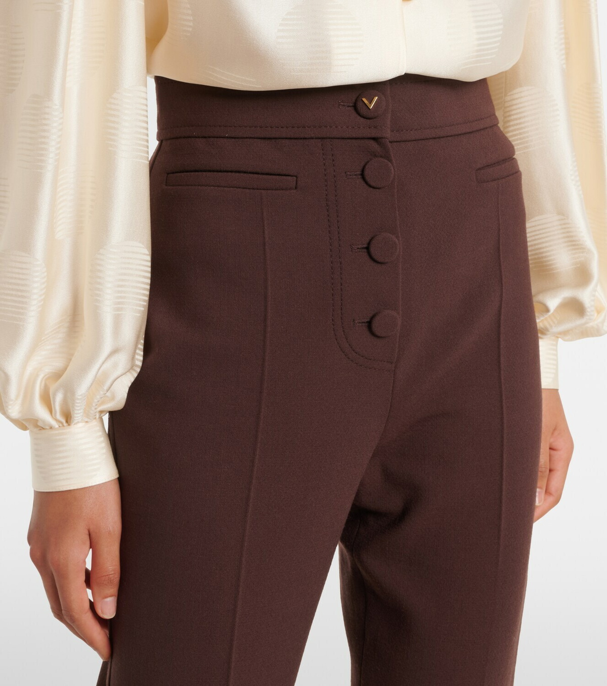 Valentino VGold wool-blend straight pants