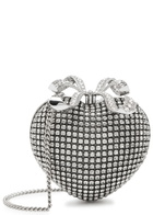 Self-portrait Heart Crystal-embellished Satin Clutch - Silver - One Size