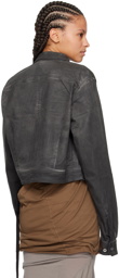 Rick Owens DRKSHDW Gray Cape Sleeve Cropped Denim Jacket