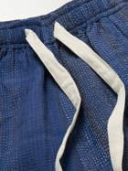 Kartik Research - Embellished Embroidered Cotton Drawstring Shorts - Blue