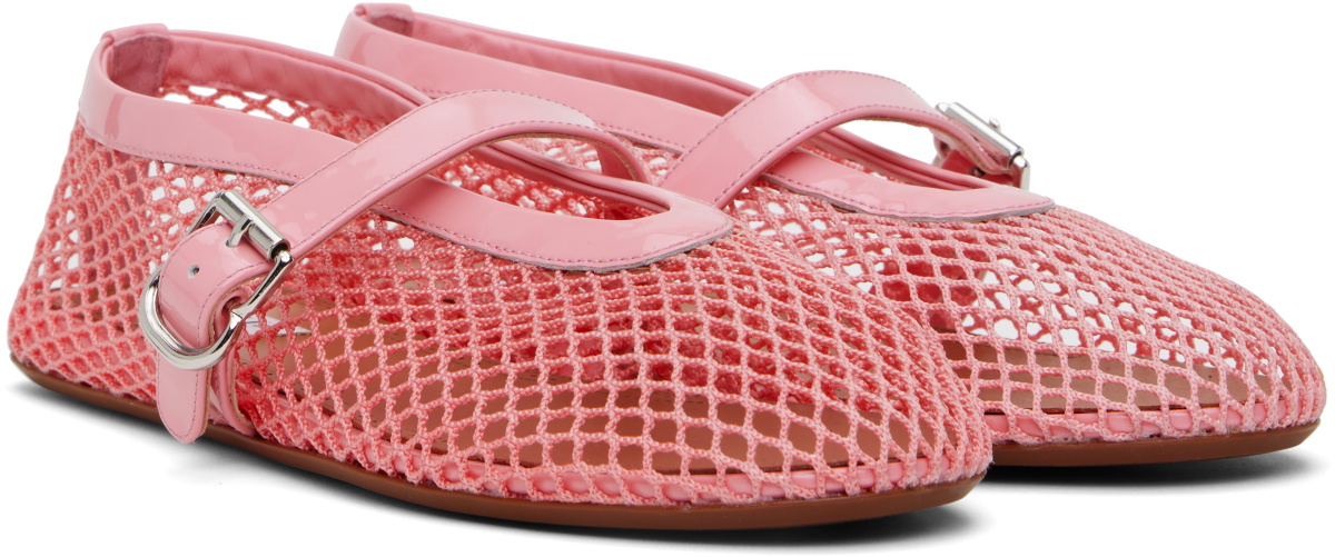 ALAÏA Pink Fishnet Ballerina Flats