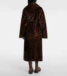 Nour Hammour Imani leopard-print shearling wrap coat