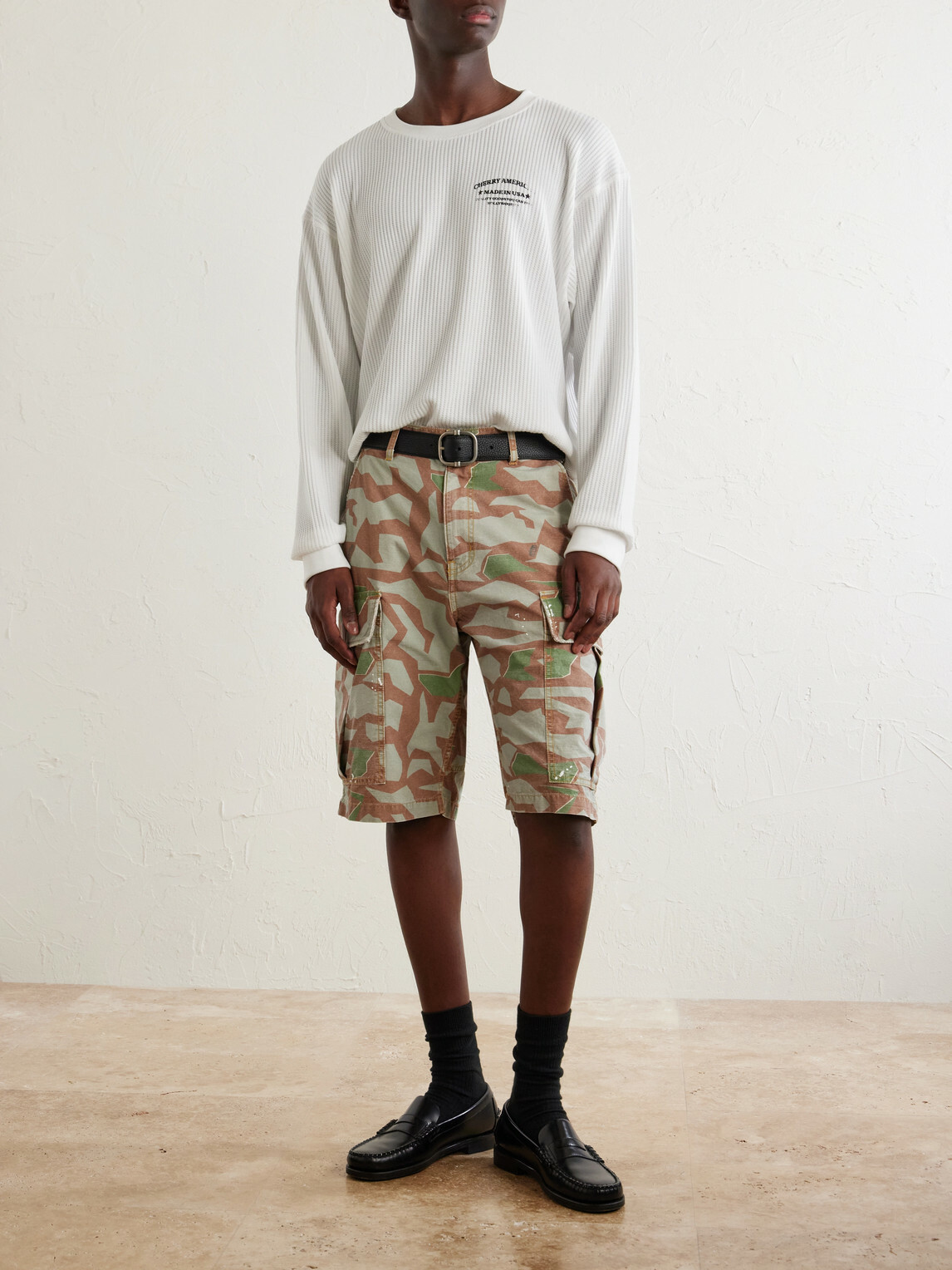 Cherry Los Angeles - Wide-Leg Camouflage-Print Shorts - Brown
