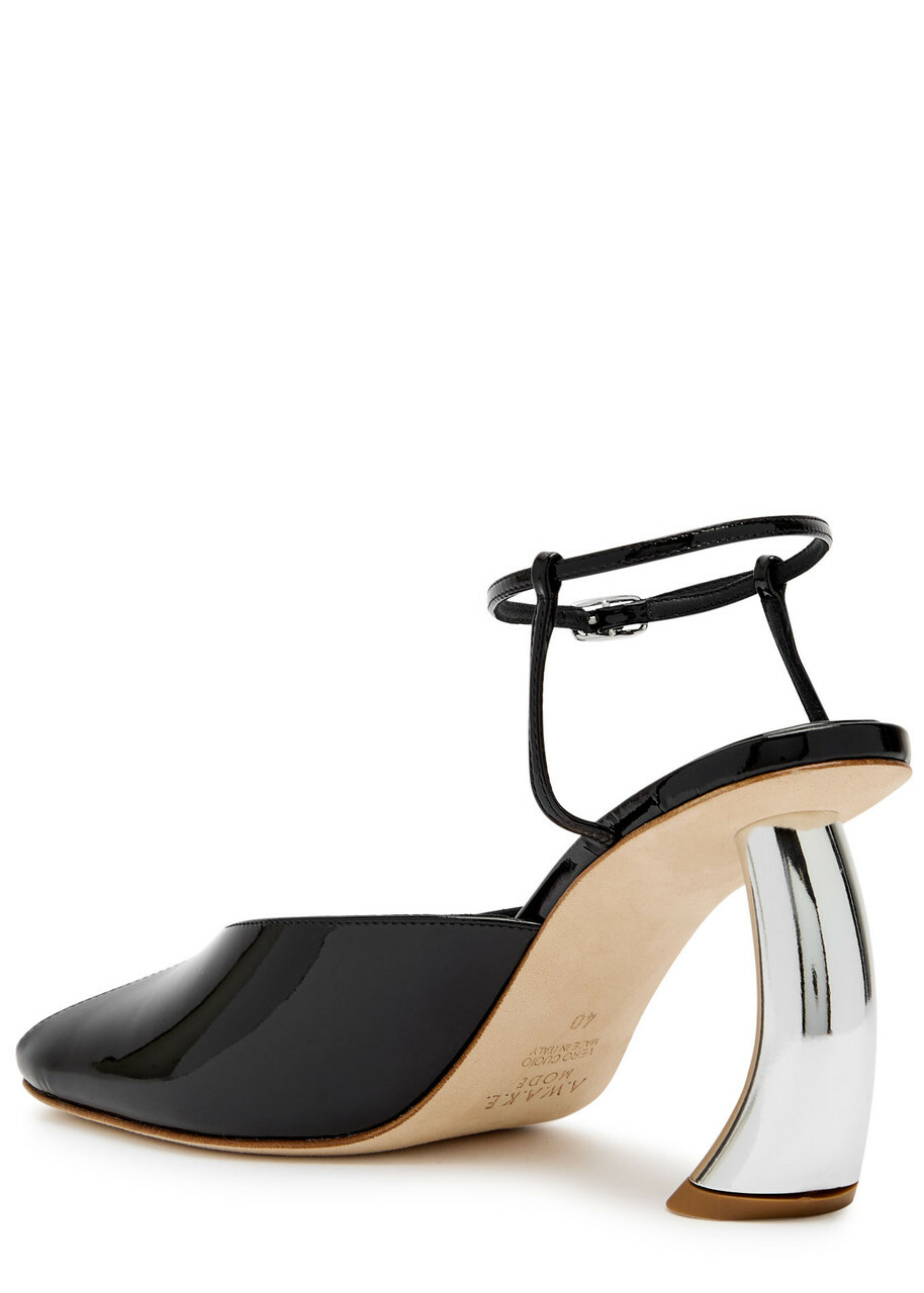 A.W.A.K.E Mode Giustine 90 Peep-toe Patent Leather Sandals Black