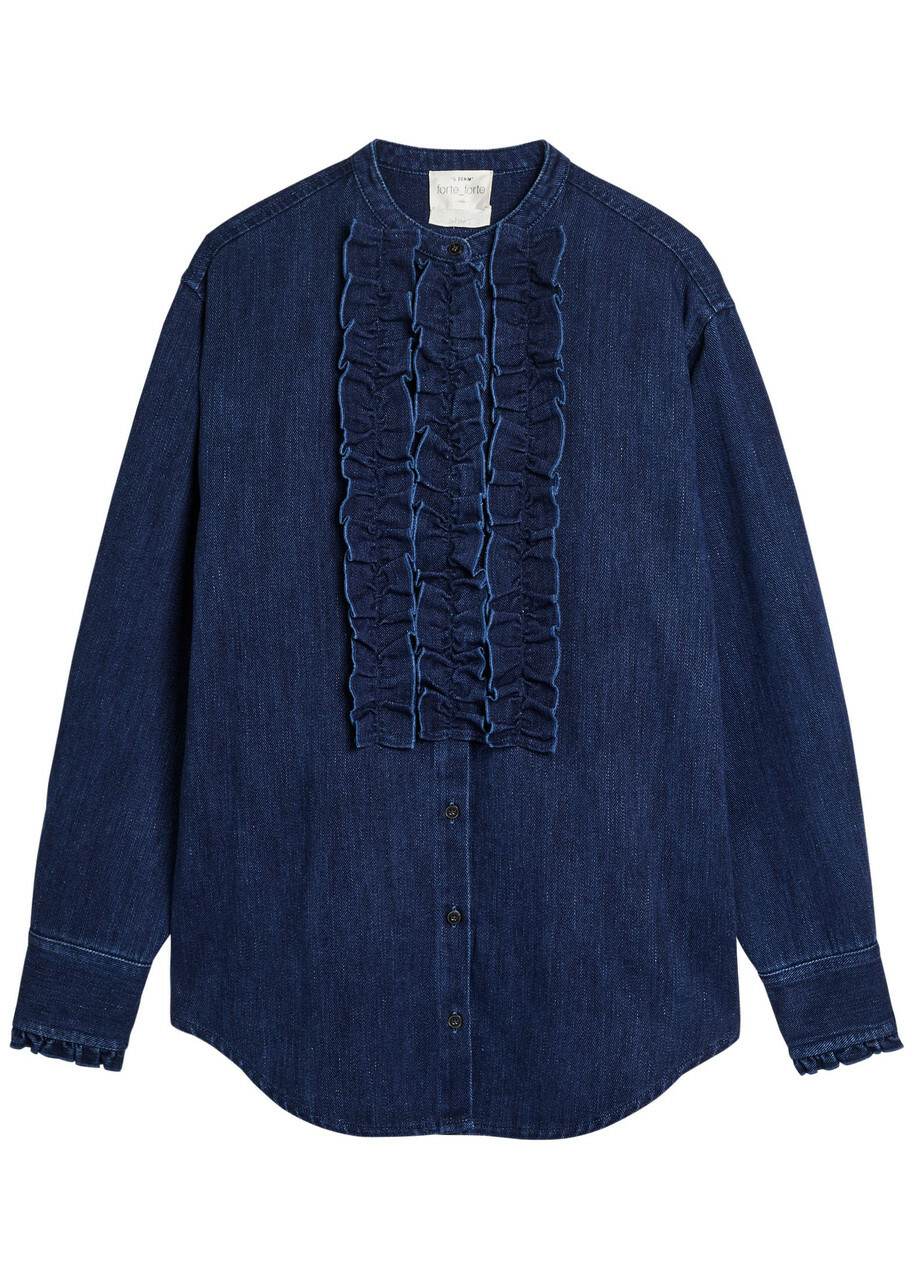 Forte_forte Ruffled Denim Shirt Indigo
