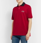Gucci - Logo-Embroidered Stretch-Cotton Piqué Polo Shirt - Red