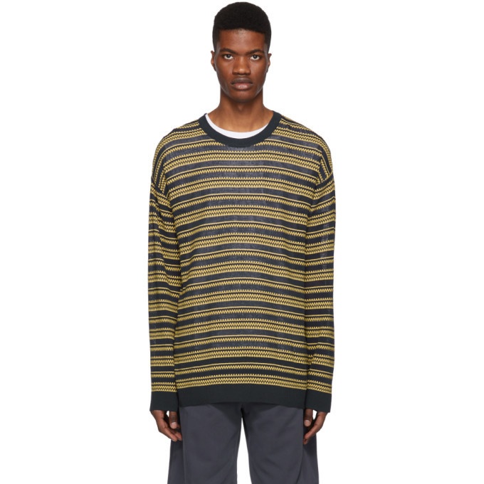 Photo: Wooyoungmi Yellow and Navy Striped Oversized Sweater