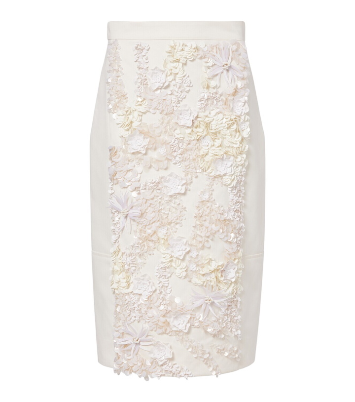 Photo: Plan C Embellished cotton drill midi skirt