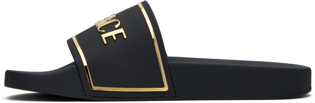 Versace Black & Gold Logo Pool Slides