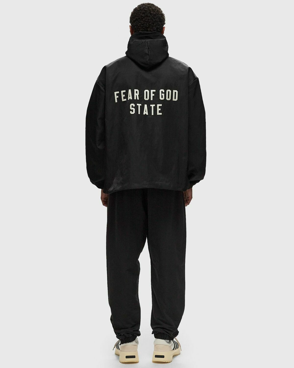 Fear Of God Essentials Textured Nylon Hooded Coaches Jacket Black