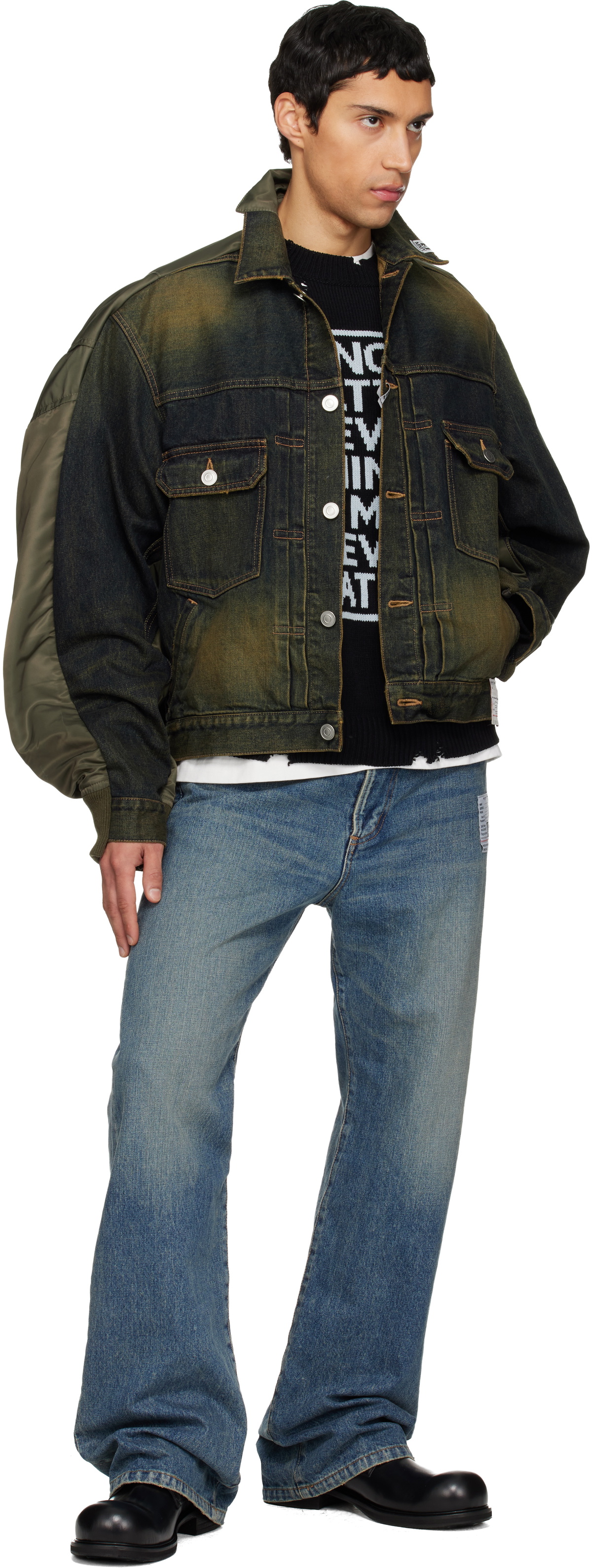 Maison MIHARA YASUHIRO Khaki & Navy Front Back Combined Denim Jacket