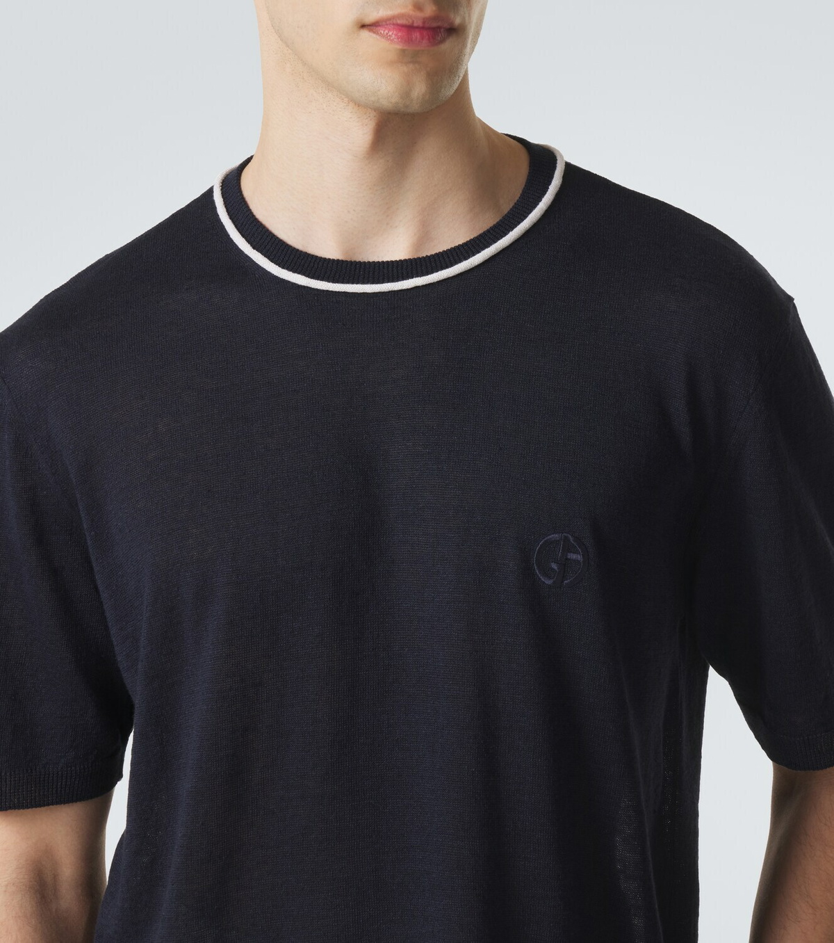 Giorgio Armani Logo linen and silk T-shirt
