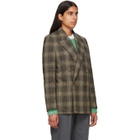 Acne Studios Brown and Beige Check Double-Breasted Blazer