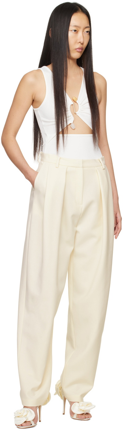 Linen Look Trousers White | Tapered pants outfit, French street fashion,  Trousers outfit women