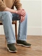 Loro Piana - 360 Flexy Walk Leather-Trimmed Wish® Wool Sneakers - Green